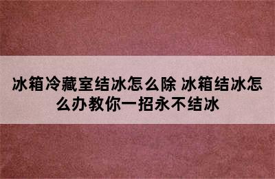 冰箱冷藏室结冰怎么除 冰箱结冰怎么办教你一招永不结冰